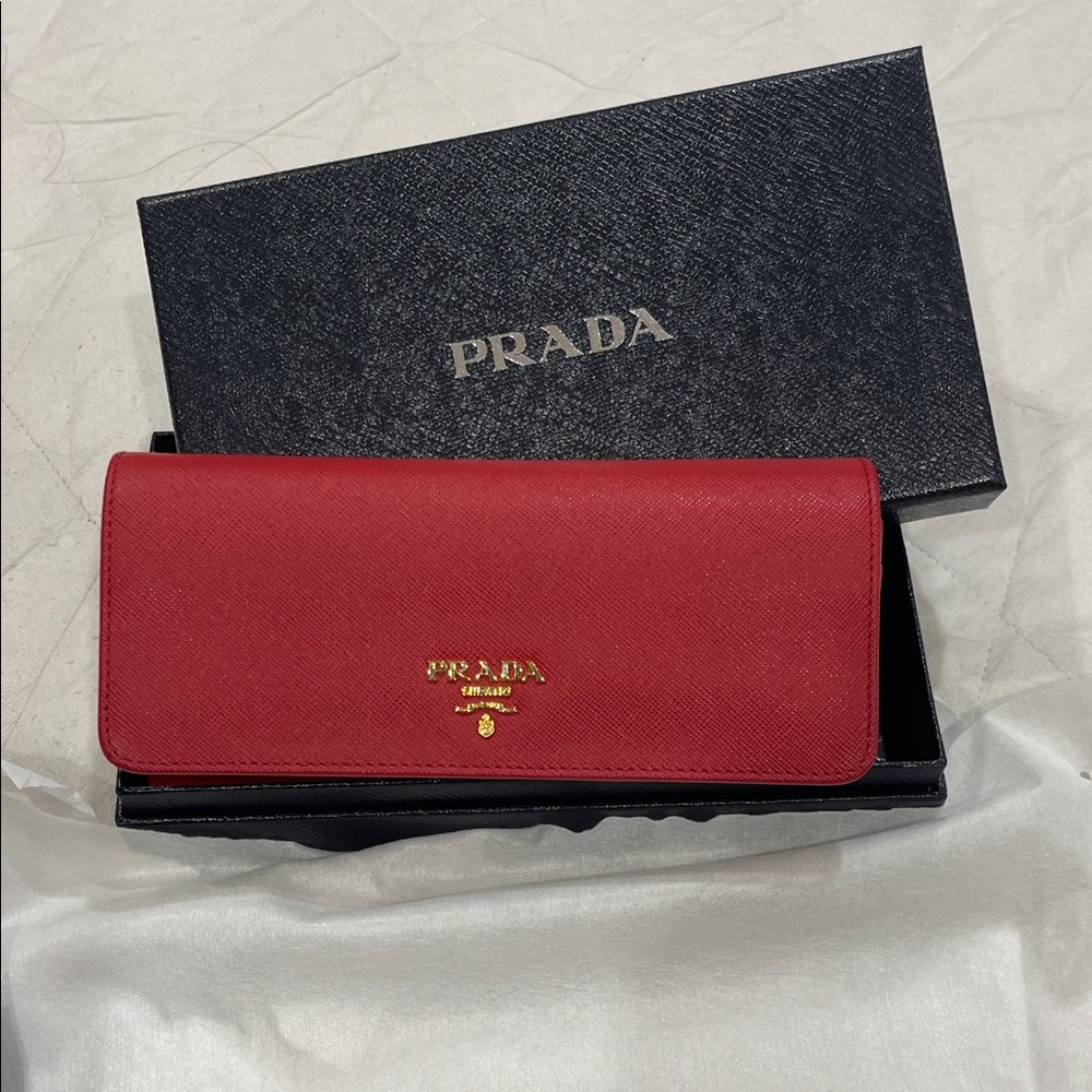 Prada Red Leather Women's Wallet